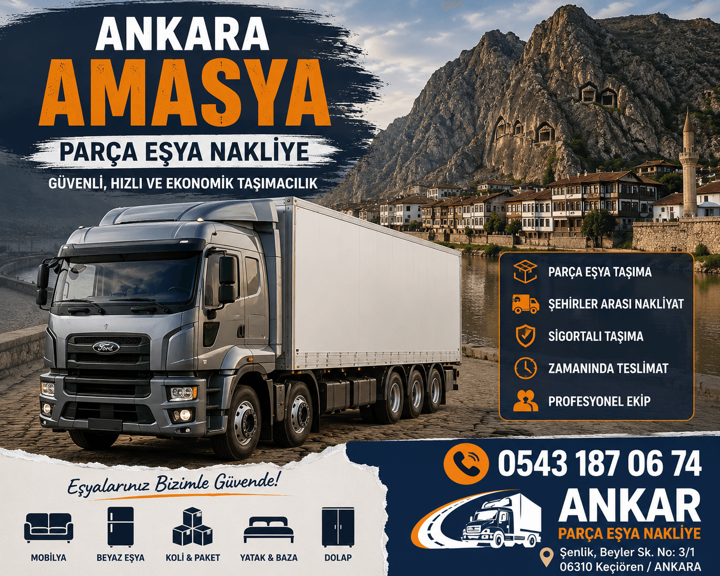 Ankara Amasya Parça Eşya Taşıma Küçük Nakliye Aracı