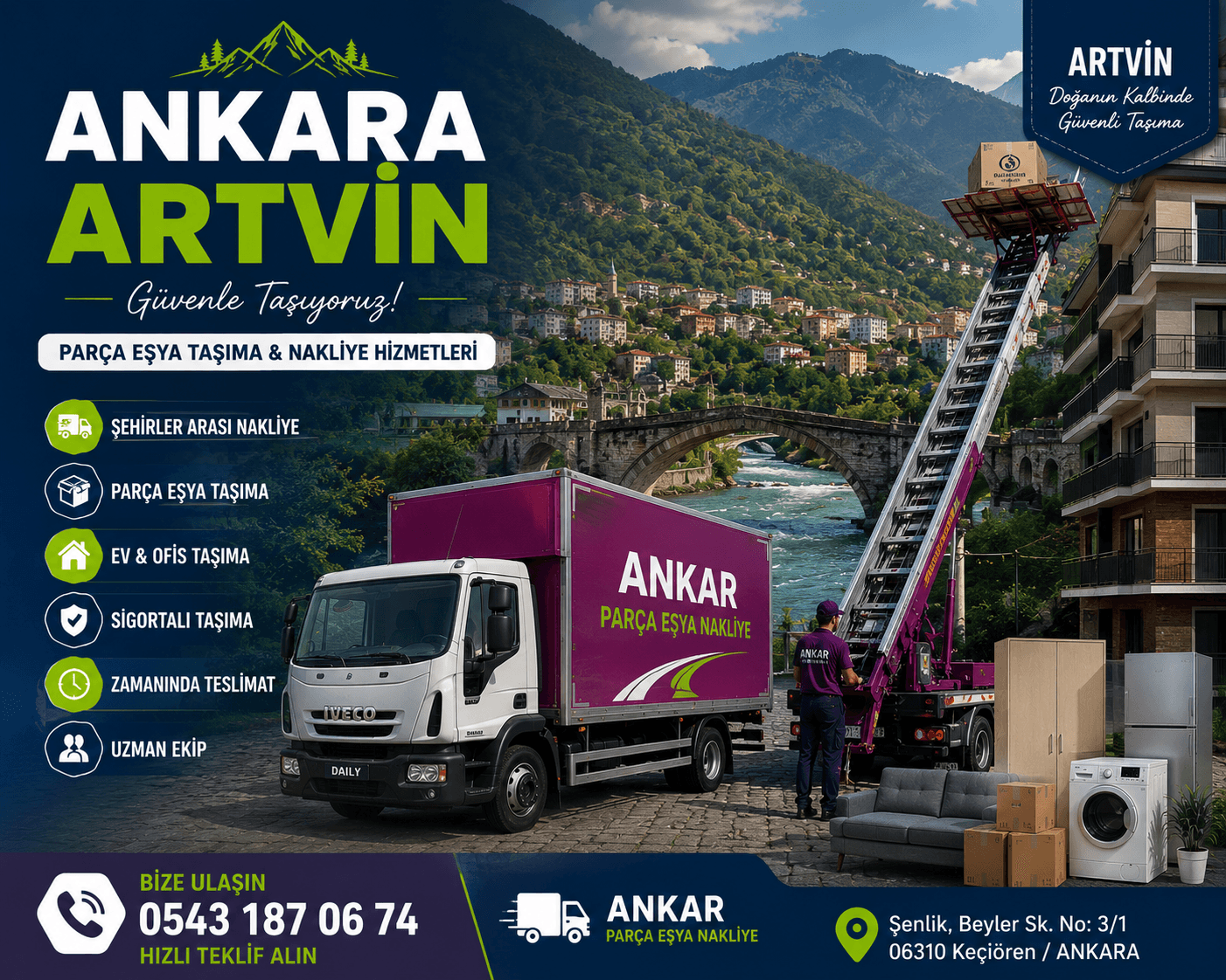 Ankara Artvin Parça Eşya Taşıma Küçük Nakliye Aracı