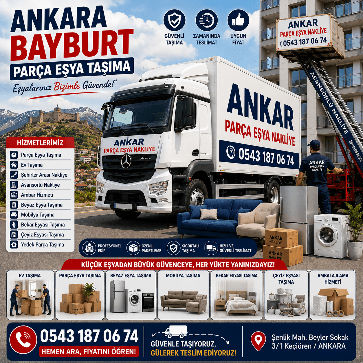 Ankara Bayburt Parça Eşya Taşıma Küçük Nakliye Aracı