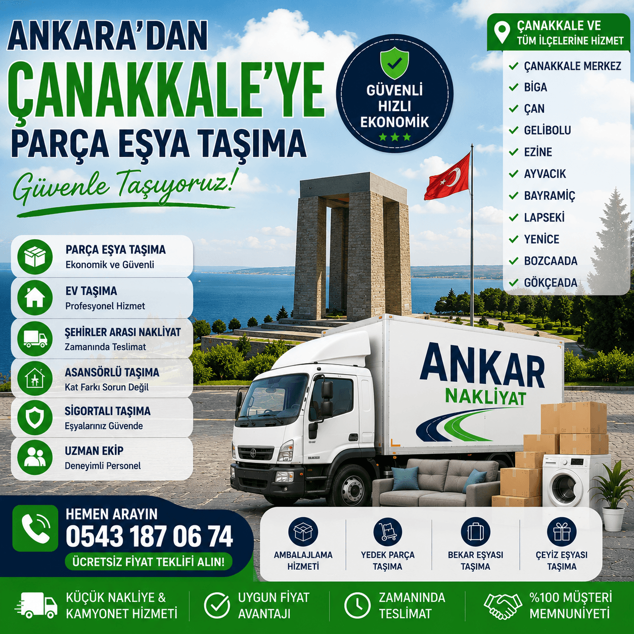 Ankara Çanakkale Parça Eşya Taşıma Küçük Nakliye Aracı