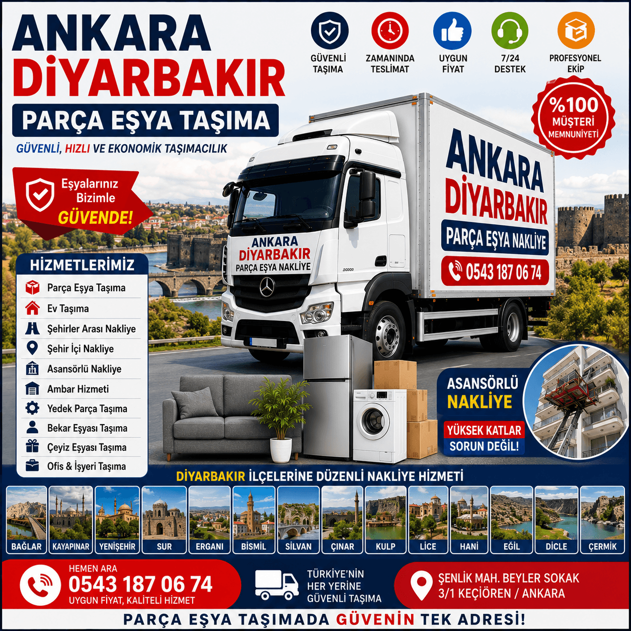 Ankara Diyarbakır Parça Eşya Taşıma Küçük Nakliye Aracı
