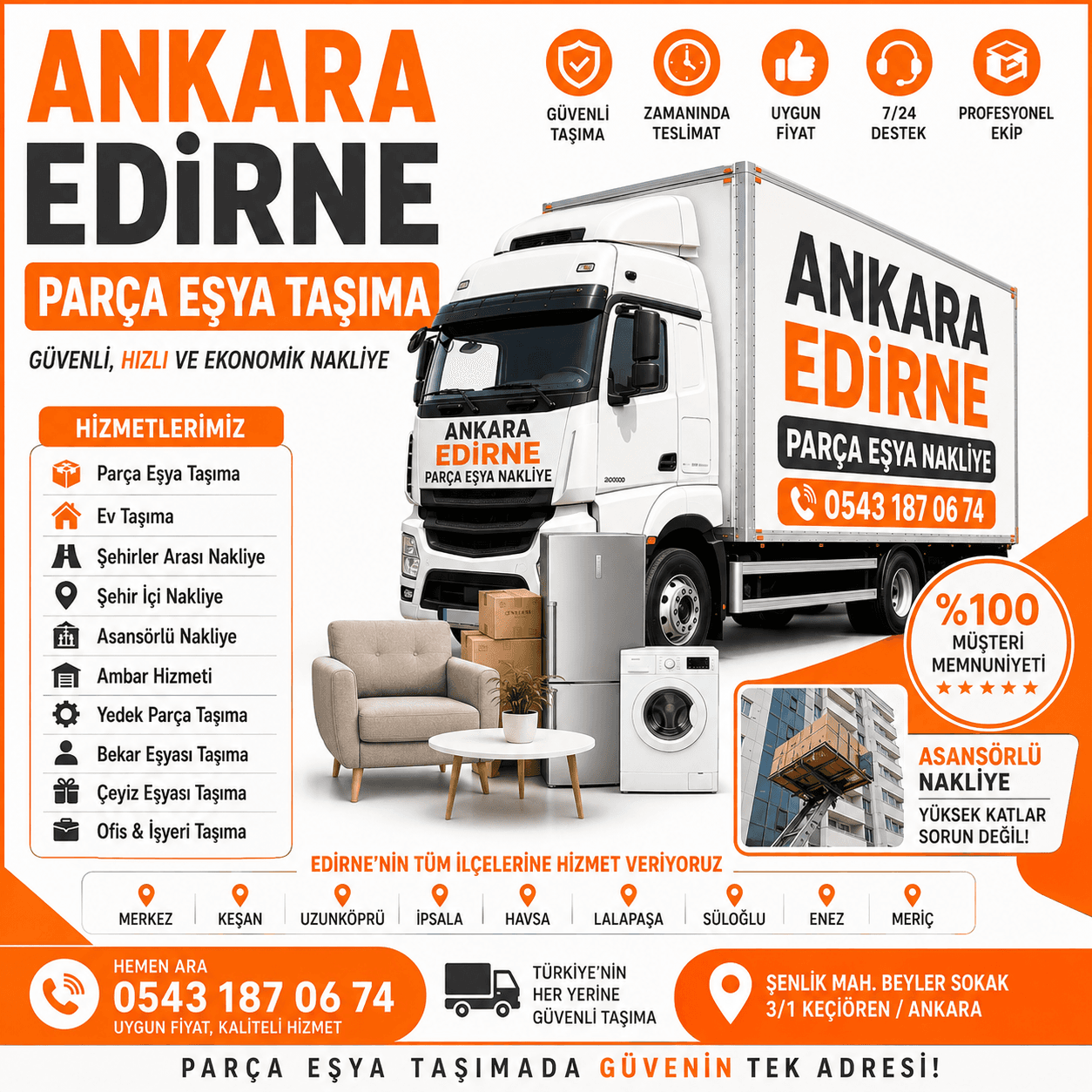 Ankara Edirne Parça Eşya Taşıma Küçük Nakliye Aracı