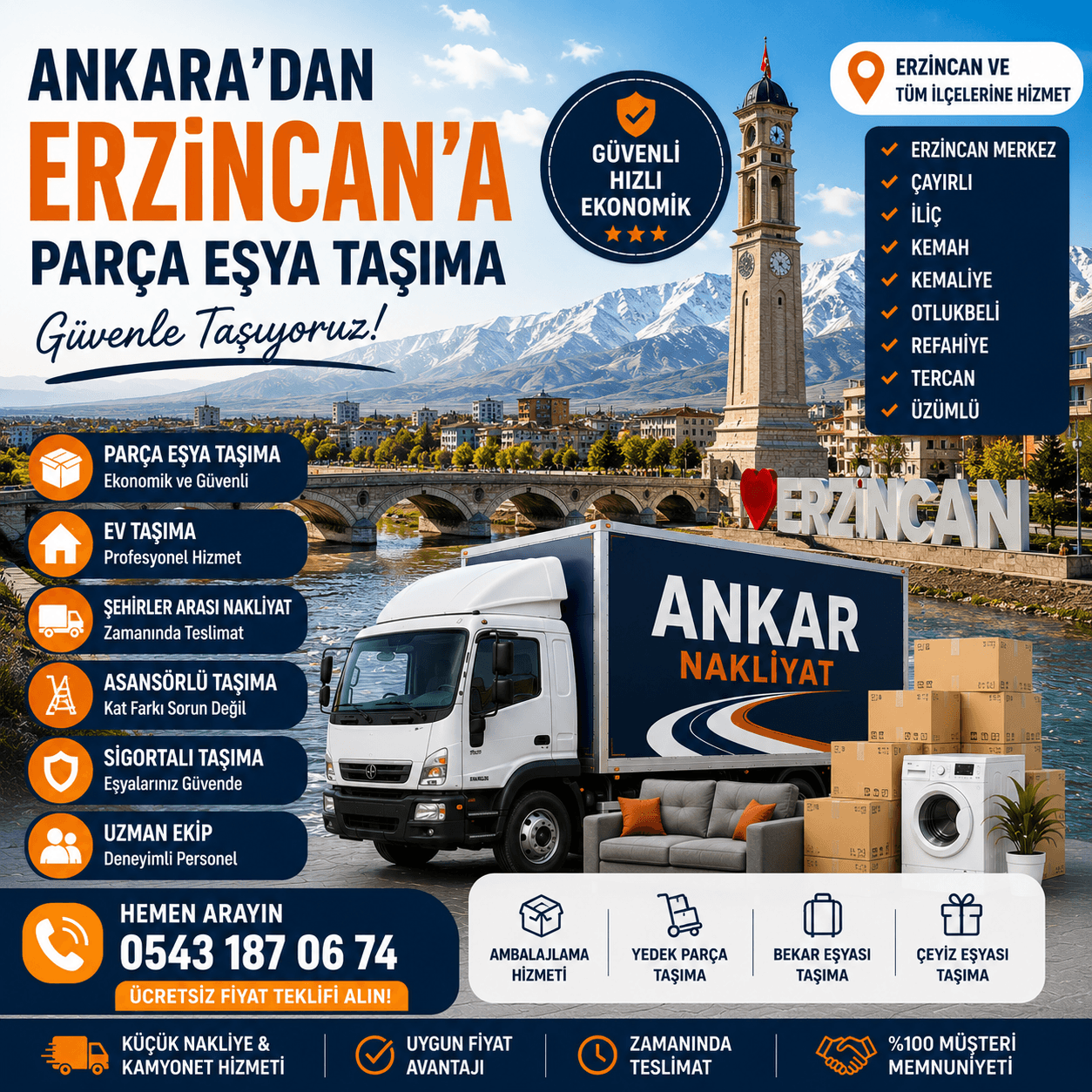 Ankara Erzincan Parça Eşya Taşıma Küçük Nakliye Aracı